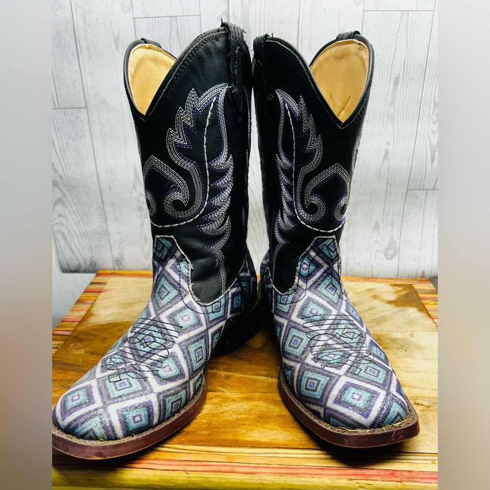 ROPER GIRLS' (youth) SZ 3 GLITTER DIAMONDS WESTERN
BOOTS - SQUARE TOE